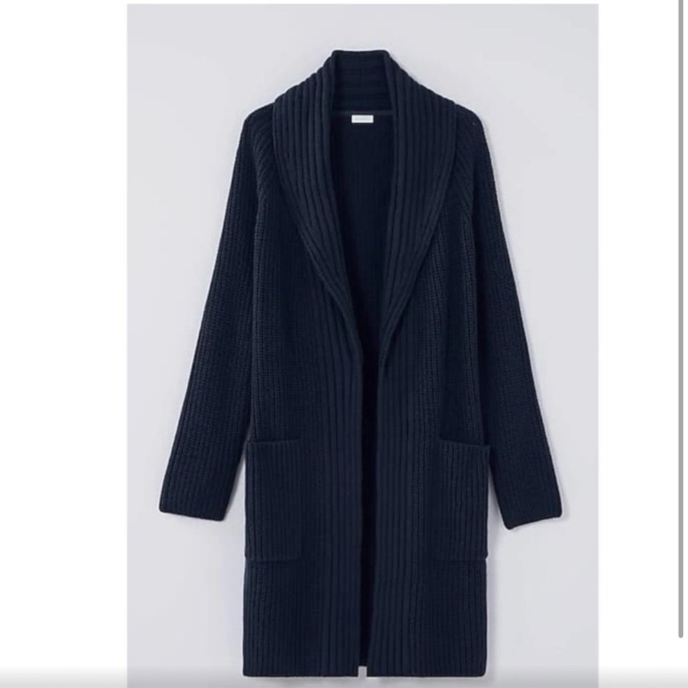 Rib-Textured Open-Front Cardigan